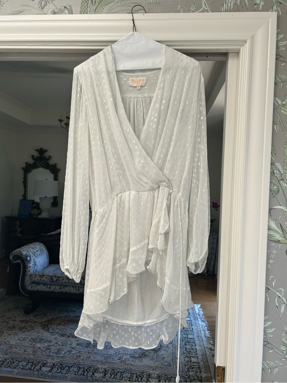 Rococo Sand | Elna Metallic Embroidered Dress